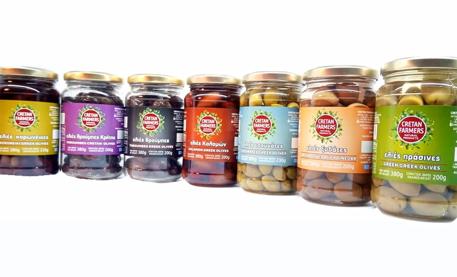 Cretan Farmers table olives in retail jars